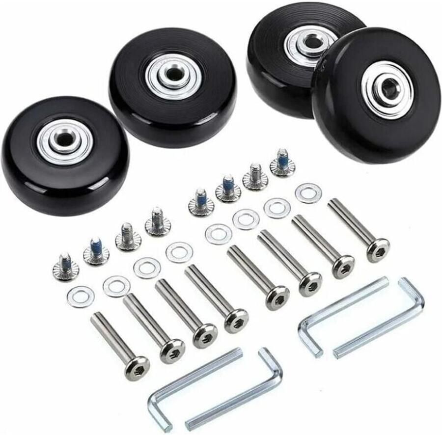 Set van 4 vervangende rubberen zwenkwielen voor bagage reparatieonderdelen stil 45 x 18 mm