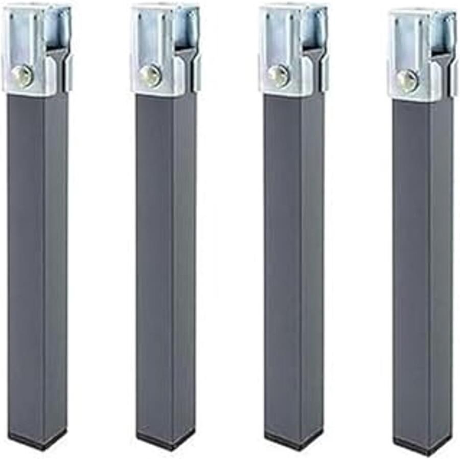 Set van 4 vierkante poten voor lattenbodem 30 x 30 mm hoogte 27 cm grijs