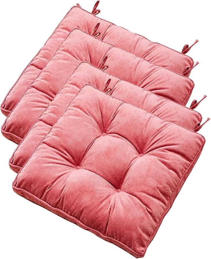 Set van 4 vierkante Stoelkussens voor Eetkamerstoelen Comfortabele Zitkussens voor Keuken Veranda en Patio