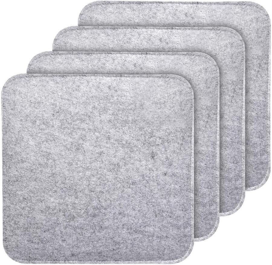 Set van 4 Vierkante Vilt Zitkussens 35x35 cm Onderlaag voor Binnen en Buiten Geschikt voor Alle Stoelen Banken en Tuinmeubelen