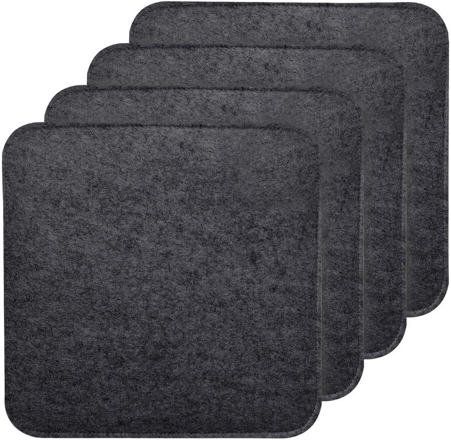 Set van 4 Vierkante Vilt Zitkussens 35x35 cm Onderlaag voor Binnen en Buiten Geschikt voor Alle Stoelen Banken en Tuinmeubelen
