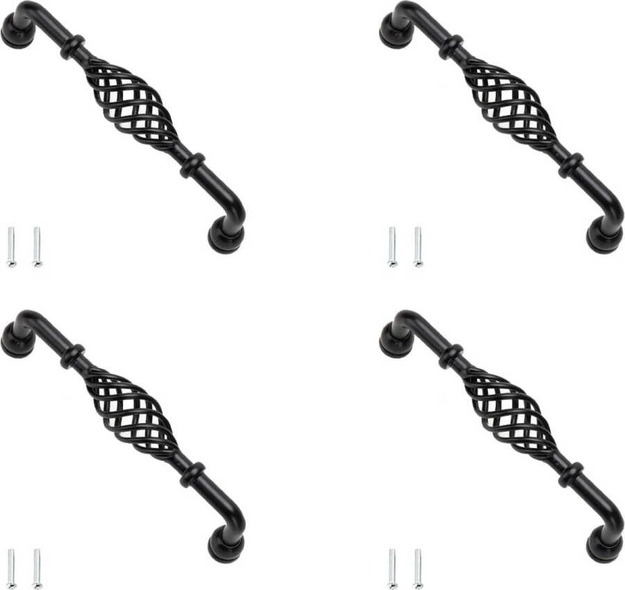 Set van 4 vintage metalen kastgrepen antieke vogelkooikastgrepen antieke deurknop met schroeven ladehandgreep voor keukenkast lade kast