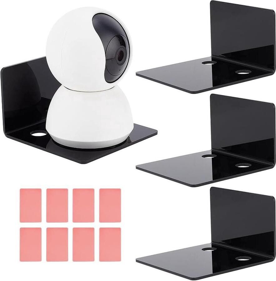 Set van 4 wandplanken mini zwevende planken zwart acryl 10 cm