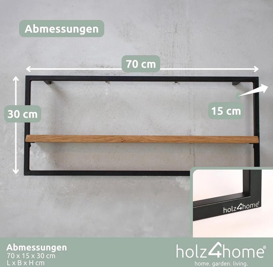 Set van 4 Wandplanken van Eikenhout met Boomrand Zwevende Planken voor Industriële Interieurstijl