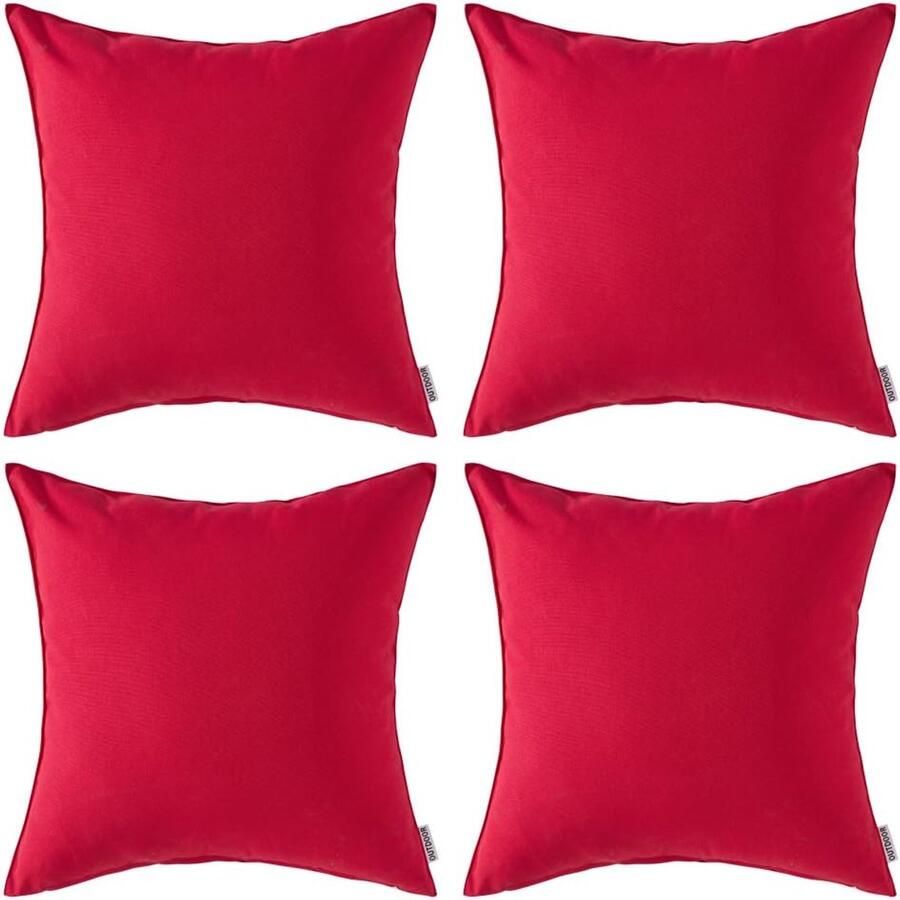 Set van 4 waterdichte kussenhoezen sierkussens decoratieve kussenhoezen weerbestendige kussenhoezen sierkussens overtrek voor bank tuin buiten woonkamer 45 x 45 cm rood