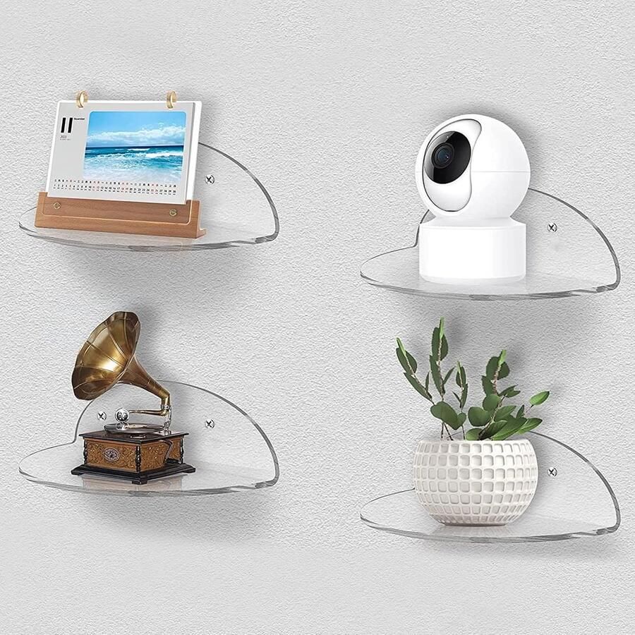 Acryl drijvende wandplanken set zelfklevend 4 stuks helder