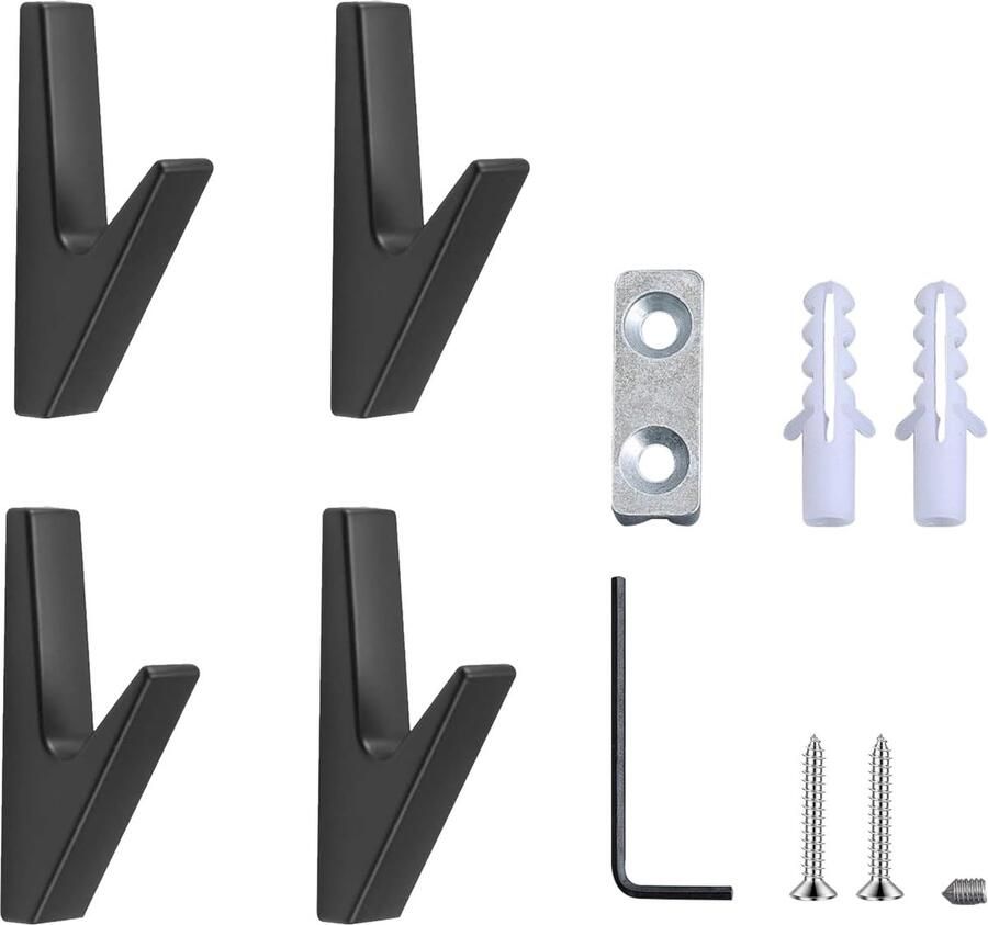 Set van 4 zwarte kapstokken zwarte kapstokken muurhaken kapstokken voor badkamers keukens