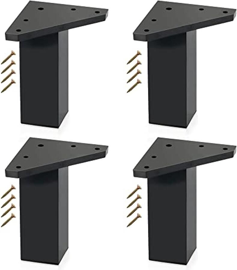 Set van 4 Zwarte Meubelpoten voor Meubels Ideaal voor Tafels Nachtkastjes Kasten en Badkamermeubels Hoogte 10 cm