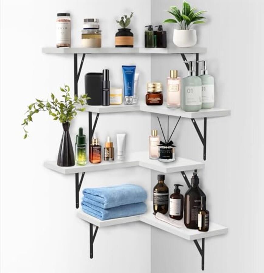 Set van 4 Zwevende Hoekplanken Wandplanken voor Woonkamer Slaapkamer en Badkamer Ruimtebesparend en Stijlvol