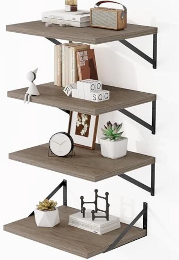 Set van 4 Zwevende Wandplanken voor Woonkamer Slaapkamer Badkamer en Keuken 40 6 x 30 5 cm