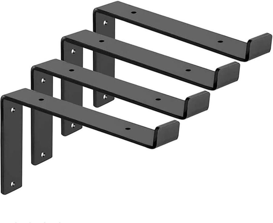 Set van 4 zwevende wandplanken zwart 20 cm