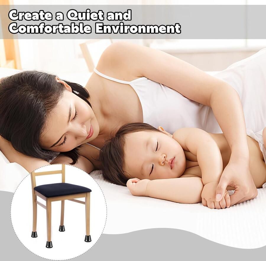 Set van 40 stoelpootdoppen vilten kussens voor stoelen 30-36 mm verdikte stoelpootbeschermers Beschermkappen voor ronde en vierkante stoelpoten om vloeren te beschermen (groot zwart) - Foto 2