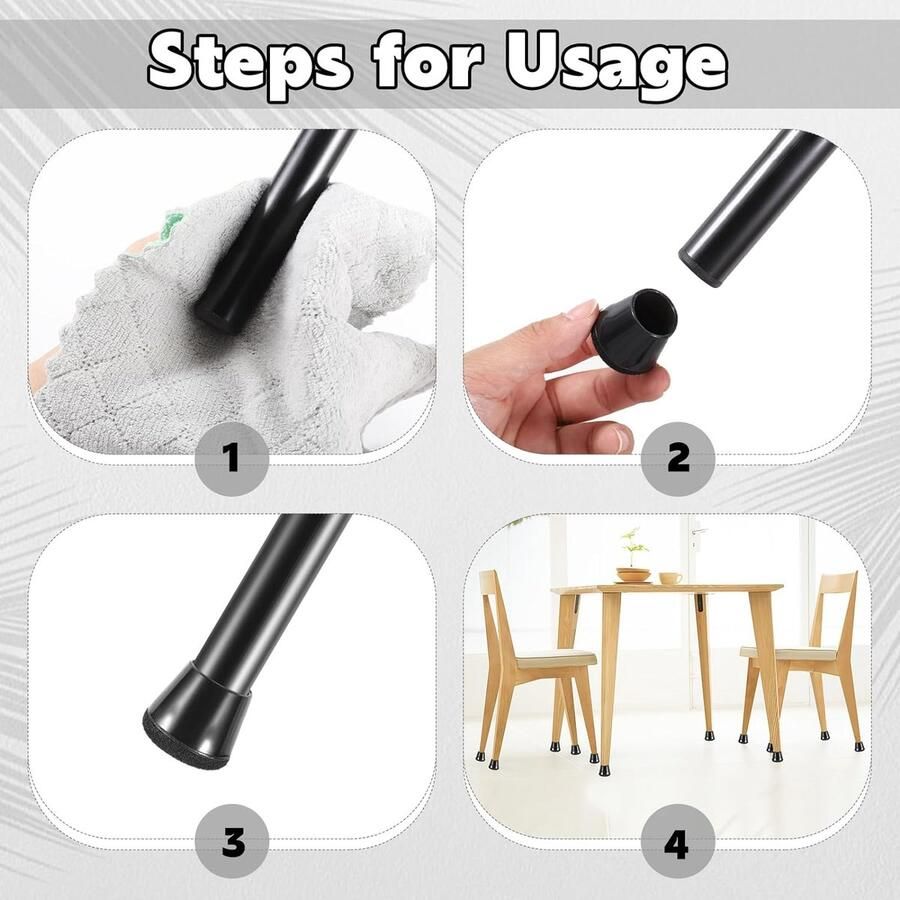 Set van 40 stoelpootdoppen vilten kussens voor stoelen 30-36 mm verdikte stoelpootbeschermers Beschermkappen voor ronde en vierkante stoelpoten om vloeren te beschermen (groot zwart)