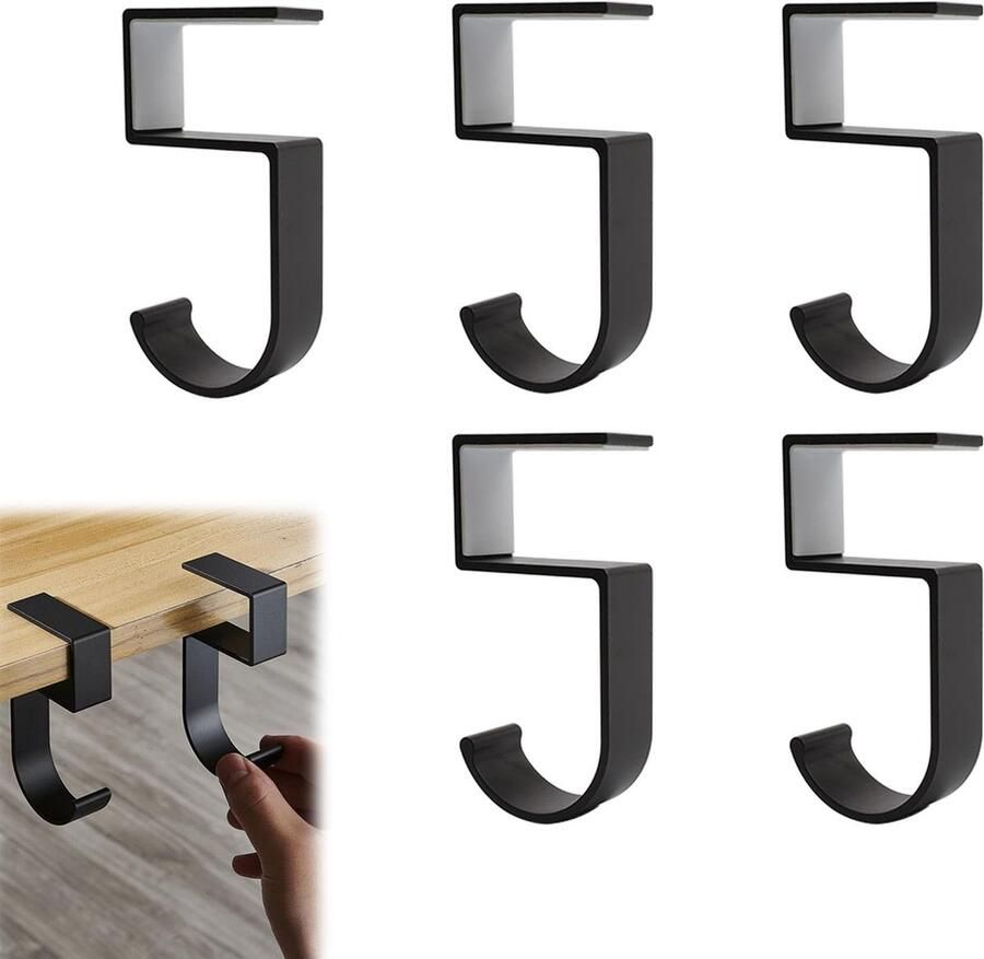 Luvetrex Set van 5 Aluminium Legering Tashaken Grijs Handtashouder voor Tafel Zonder Boren Scandinavisch Design