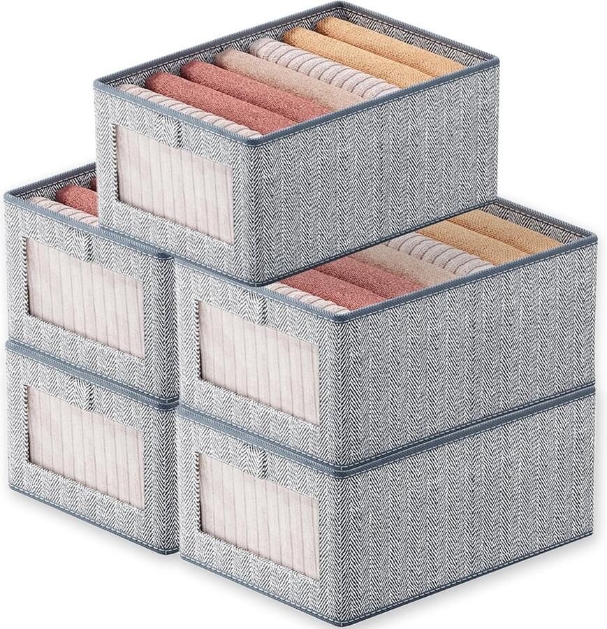 Set van 5 kledingkastorganizers opvouwbare kastorganizers ruimtebesparende lades organisatiesysteem kledingkast voor het opbergen van kleding overhemden broeken ondergoed medium