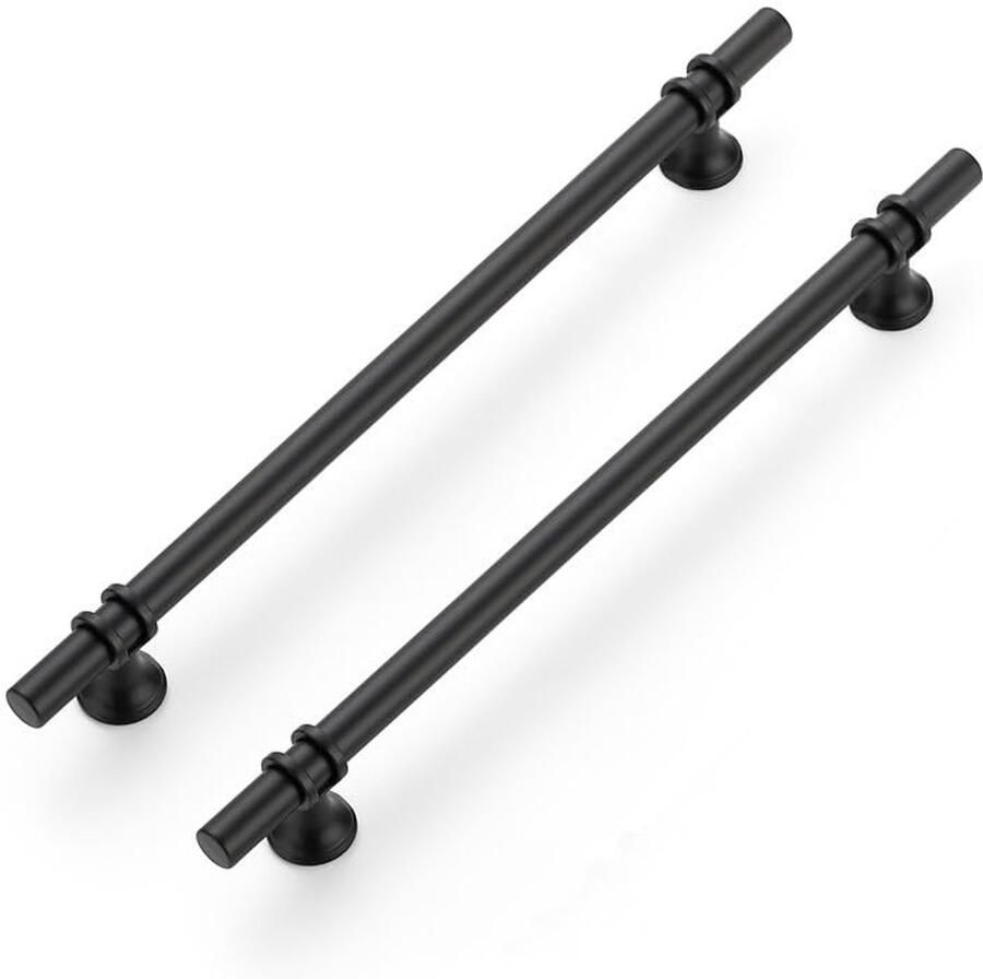 Ibenzoa Set van 5 Zwarte Meubelgrepen met Ronde Sokkel voor Kastdeuren en Laden