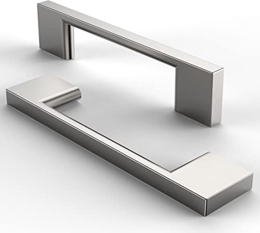 Set van 5 Meubelgrepen voor Keukenkasten en Lades Geborsteld Satijn Nikkel