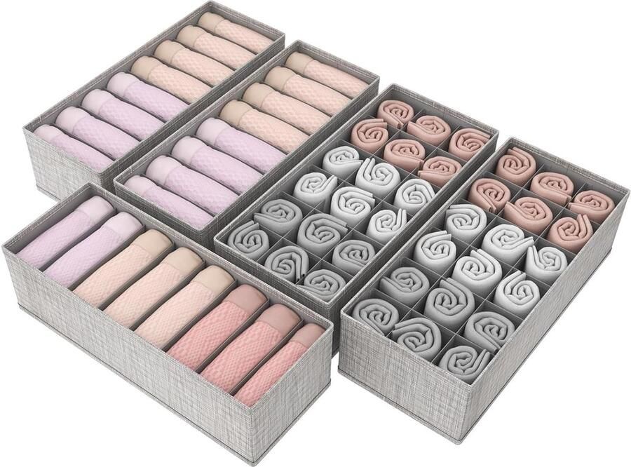 Set van 5 opvouwbare lade-organizers voor HEMNES dressoir grijs kledingopbergdoos ondergoed kinderkleding sokken stropdassen