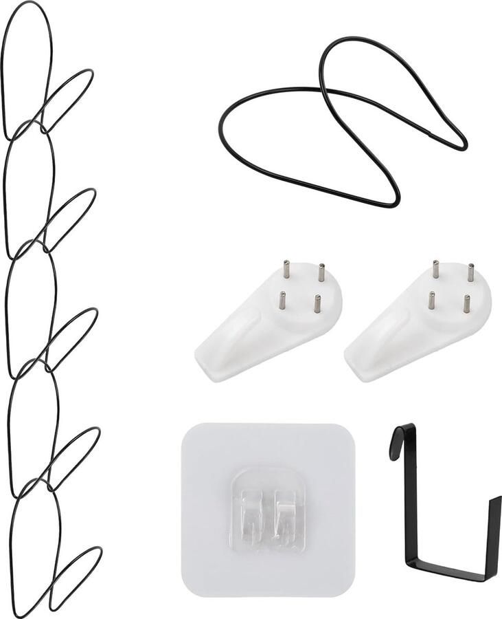 Set van 5 pettenhouders hoedenrek hoedenhouderwand pettenhouderdeur hoedenorganizerhangers displayrekken multifunctionele hoedenhouder voor hoed tas stropdassen sjaals handtassen zwart