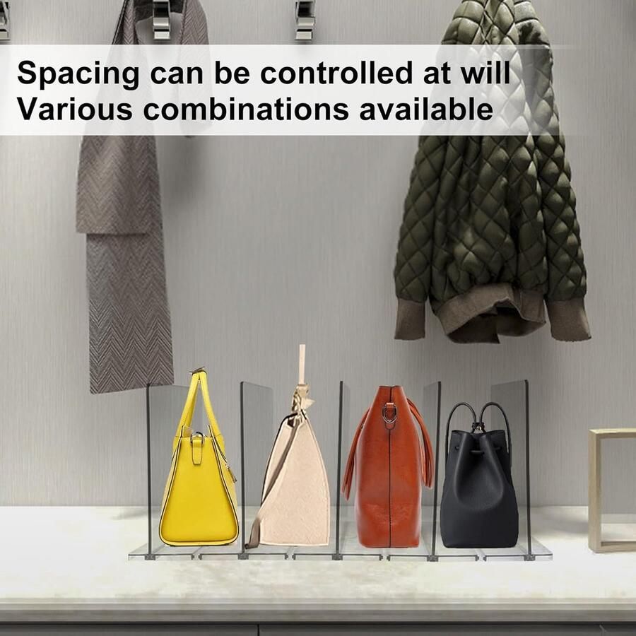 Set van 5 transparante plankverdelers Opbergoplossingen voor handtassen 5 stuks Helder Kunststof