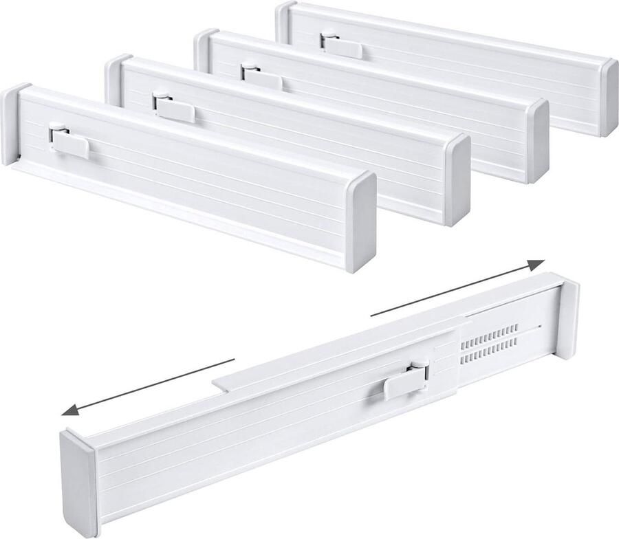 Set van 5 verstelbare ladeverdelers multifunctioneel 5 stuks wit kunststof 32 6 56 cm