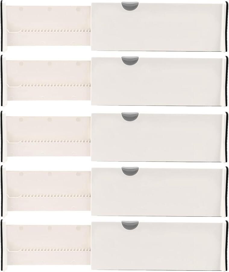 Set van 5 verstelbare ladeverdelers opbergsysteem keukenladeverdelers plastic 28-44 cm uittrekbare lade-organizer voor keuken badkamer kantoor slaapkamer commode