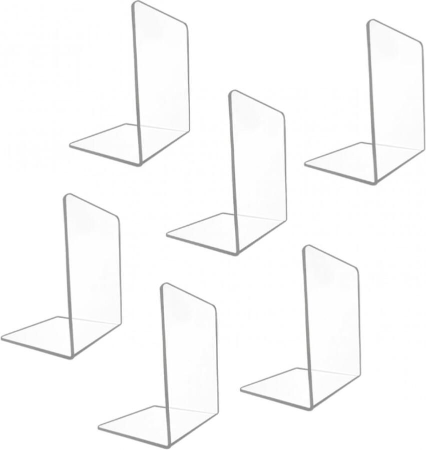Set van 6 Boekensteun Boekenhouder Boeksteun Boekenhouder Boekenstandaard 18.3*12*12.1cm Transparant Acryl voor bibliotheek kantoor school