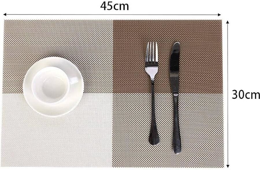 Set van 6 Bruine PVC Tafelonderzetters Antislip en Warmtebestendig