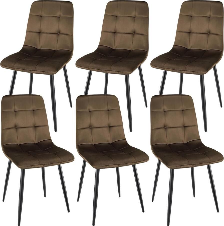 Set van 6 comfortabele eetkamerstoelen met hoge rugleuning Elegant fluwelen design voor woon- en eetruimtes
