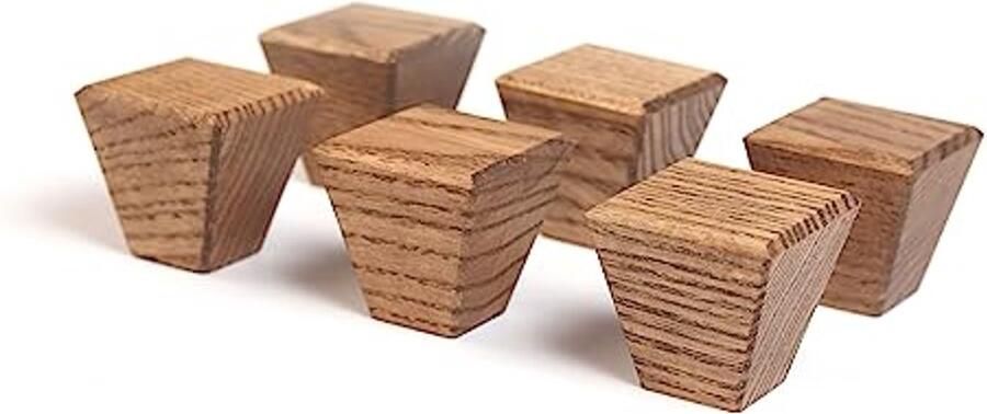 Set van 6 Diamantvormige Kastknoppen in Walnoot 2 5 x 2 5 cm Houten Handgrepen voor Dressoirs en Keukenkasten