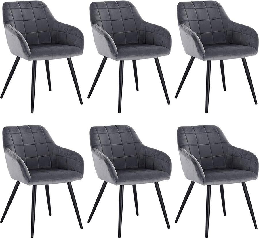 Rootz Living Rootz Set van 6 Eetkamerstoelen Fauteuils Fluwelen gestoffeerde stoelen Comfortabel en ergonomisch Stabiel en robuust Veelzijdig ontwerp 49 cm x 43 cm x 81 cm