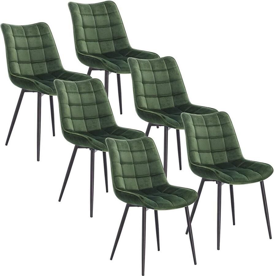 Rootz Living Rootz Set van 6 eetkamerstoelen Fluweel gestoffeerd Metalen frame Comfortabel duurzaam ergonomisch 46 cm x 40 5 cm x 85 5 cm
