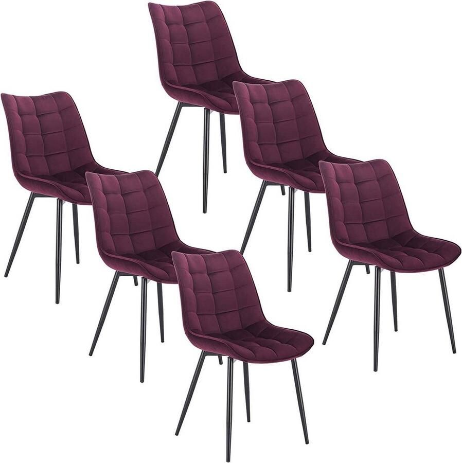 Rootz Living Rootz Set van 6 eetkamerstoelen Fluwelen zitting Metalen frame Comfortabel duurzaam ergonomisch ontwerp 46 cm x 40 5 cm zitting