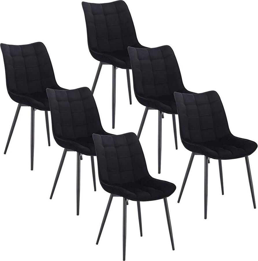 Rootz Living Rootz set van 6 eetkamerstoelen fluwelen zitting stoelen met metalen frame comfortabel duurzaam eenvoudige montage 46 cm x 40 5 cm x 85 5 cm
