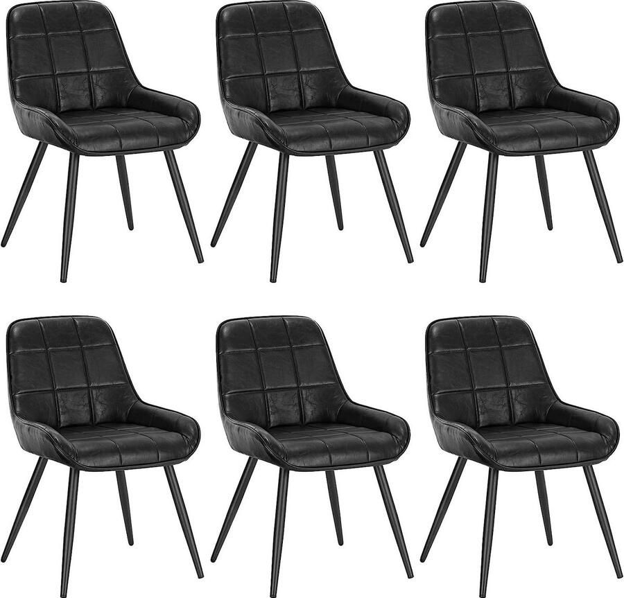 Rootz Living Rootz Set van 6 eetkamerstoelen Gestoffeerde stoelen Kunstleren stoelen Ergonomisch ontwerp Stevig en duurzaam Vloerbescherming 81 5 cm x 38 cm x 43 cm
