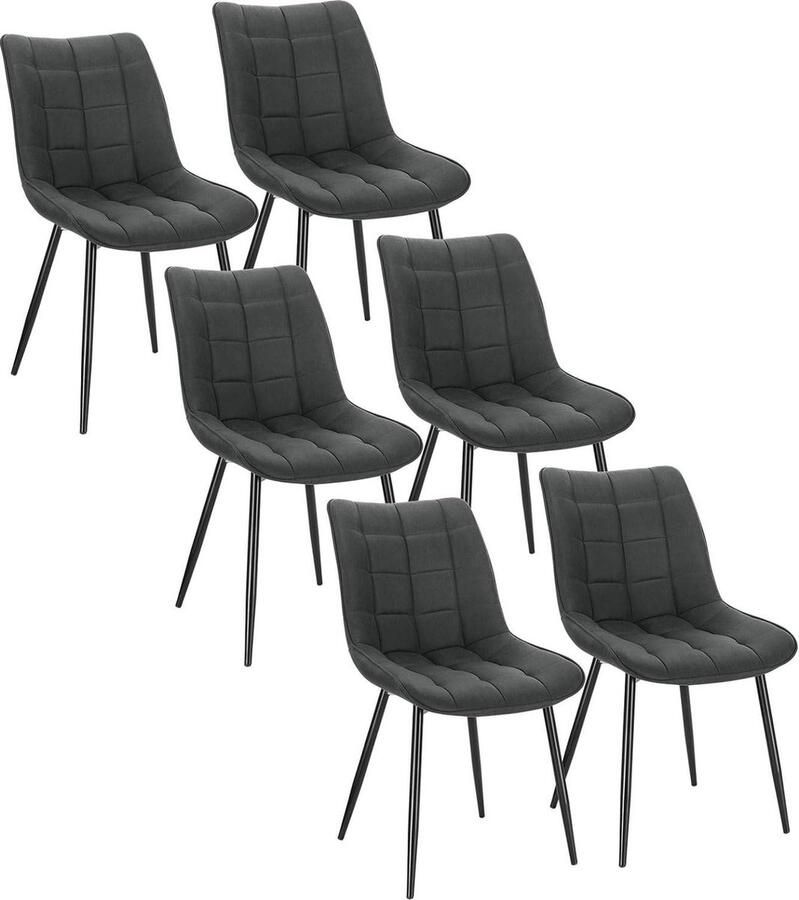 Rootz Living Rootz Set van 6 eetkamerstoelen Keukenstoelen Moderne stoelen Comfortabele Leathaire-stof Duurzaam metalen frame Ergonomisch ontwerp 85 5 cm x 46 cm x 40 5 cm - Foto 2