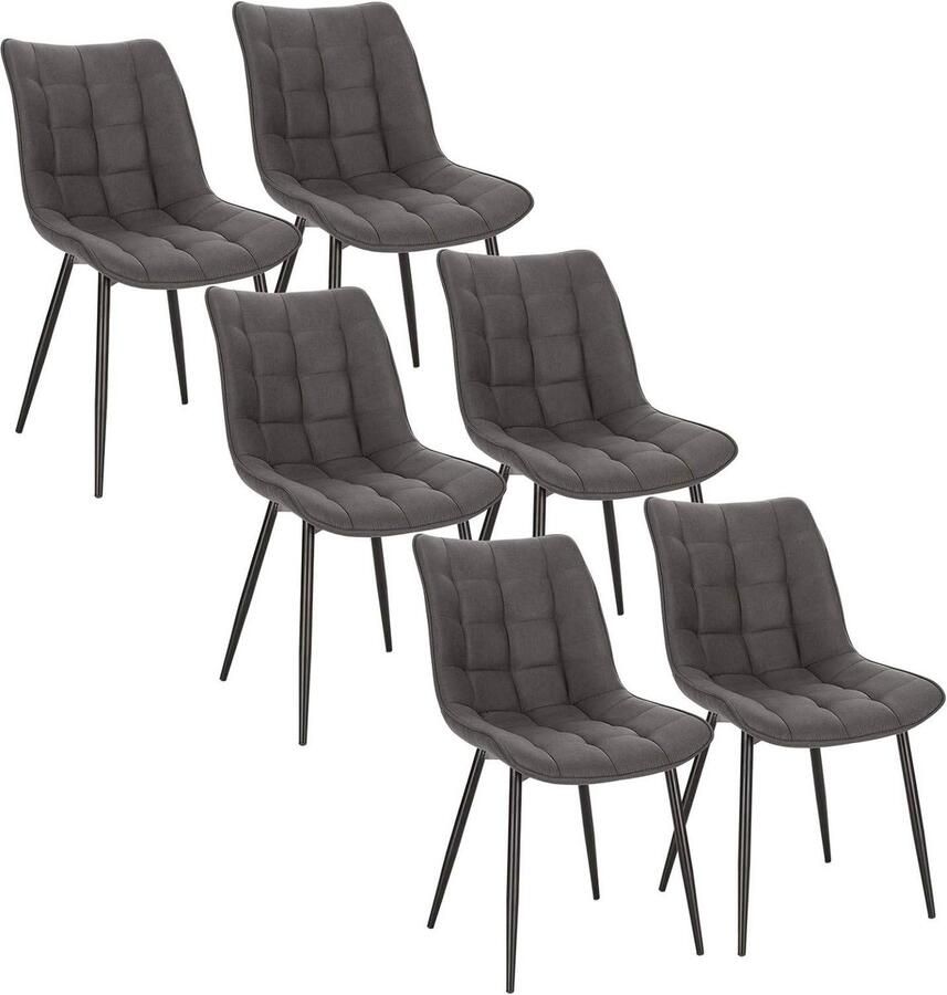 Rootz Living Rootz Set van 6 eetkamerstoelen Keukenstoelen Moderne stoelen Comfortabele Leathaire-stof Duurzaam metalen frame Ergonomisch ontwerp 46 cm x 40 5 cm x 85 5 cm