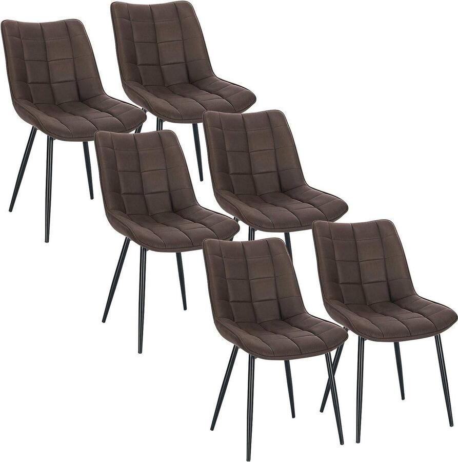 Rootz Living Rootz Set van 6 eetkamerstoelen Keukenstoelen Moderne zitplaatsen Comfortabele Leathaire-stof Duurzaam metalen frame Ergonomisch ontwerp 85 5 cm x 46 cm x 40 5 cm
