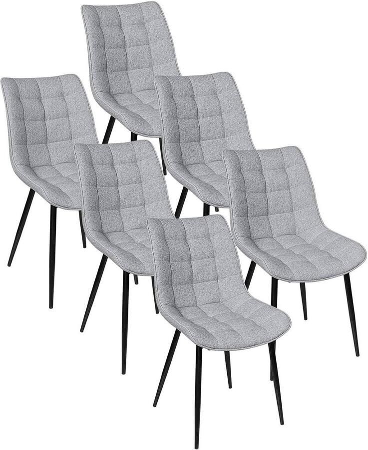 Rootz Living Rootz Set van 6 eetkamerstoelen Moderne keukenstoelen Linnen gestoffeerd Superieur comfort Duurzaam en stabiel Ergonomisch ontworpen 46 cm x 40 5 cm x 85 5 cm