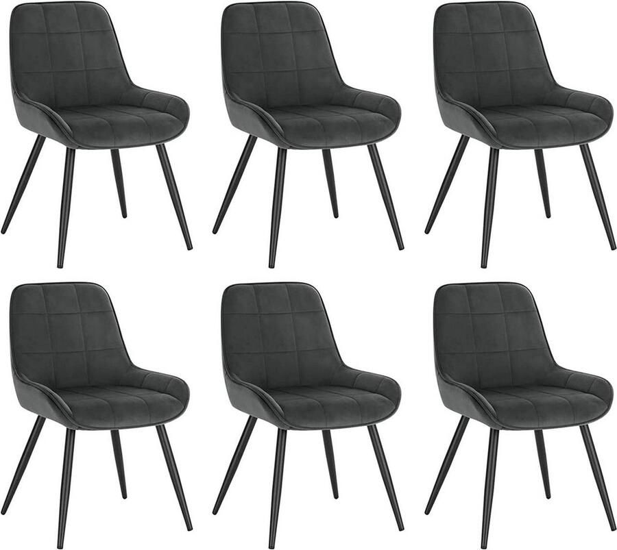 Rootz Living Rootz Set van 6 eetkamerstoelen stoelen met fluwelen accenten gestoffeerde stoelen ergonomisch ontwerp vloerbescherming duurzame constructie 81 5 cm x 38 cm x 43 cm