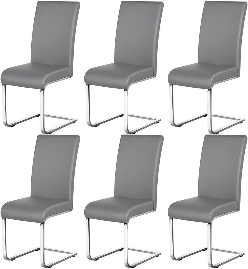 Set van 6 eetkamerstoelen woonkamerstoel keukenstoel schommelstoel belastbaarheid 135 kg lichtgrijs