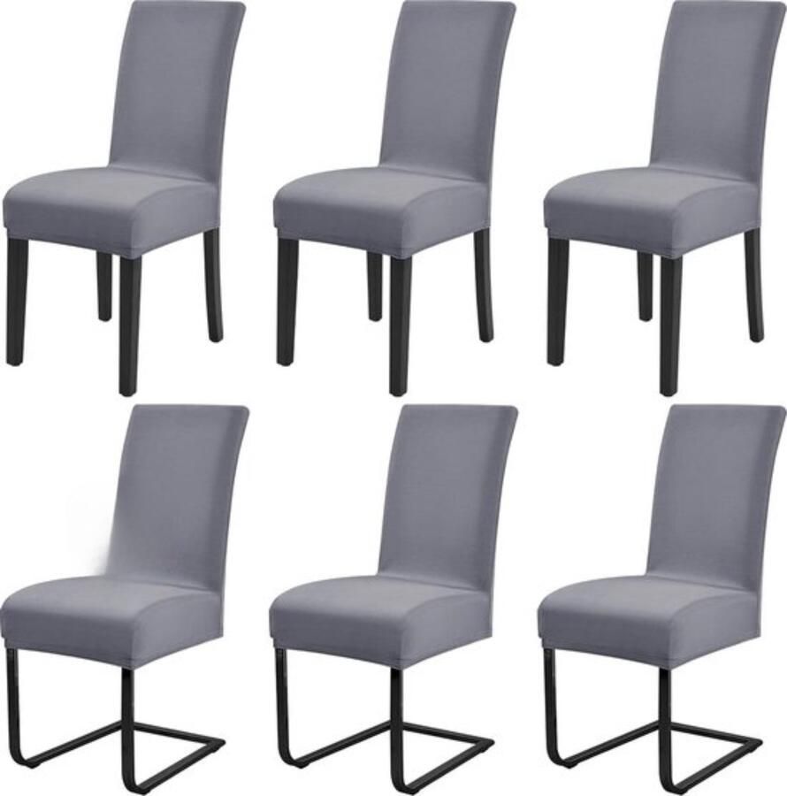 Set van 6 Eetkamerstoelhoezen Comfortabel en Stijlvol Geschikt voor Interieurs Grijs