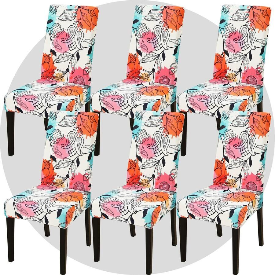 Ibenzoa Set van 6 Stoelhoezen Stretch Super Fit Verwijderbaar & Wasbaar Voor Eetkamer Hotel & Feesten