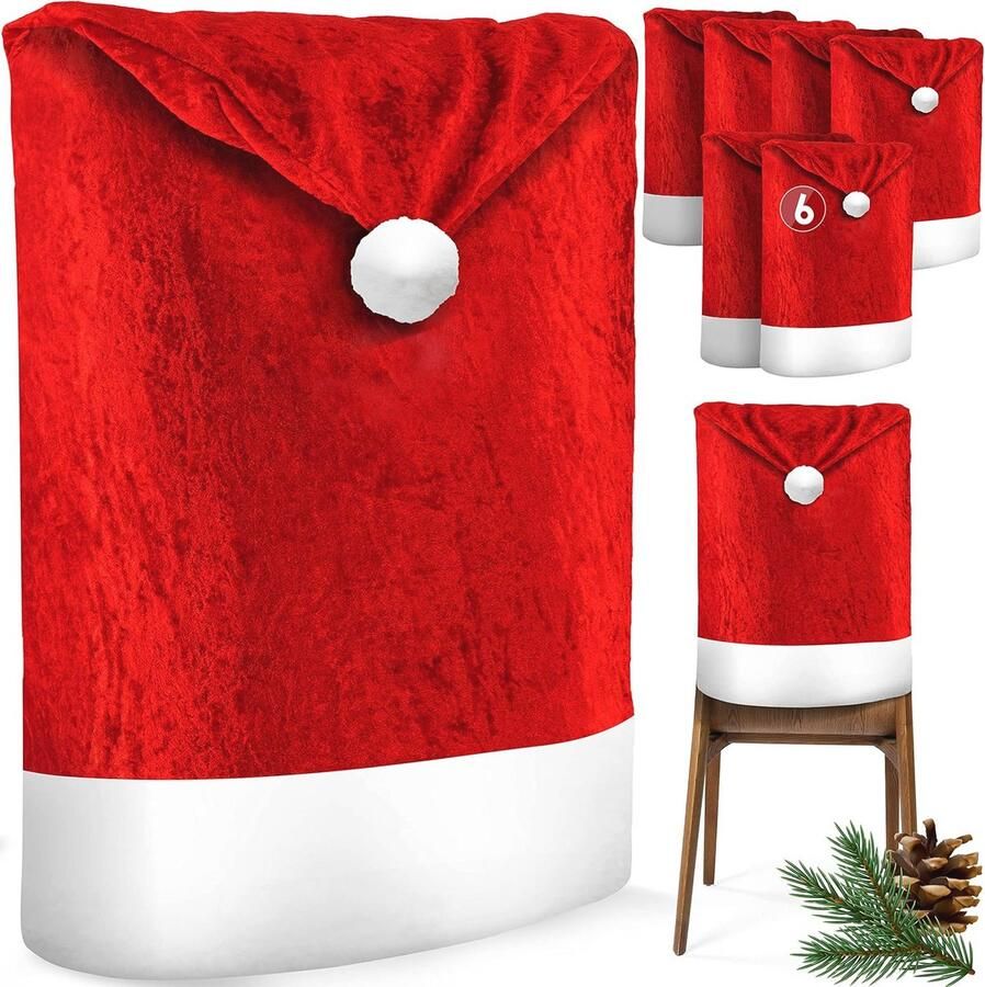 Set van 6 Feestelijke Kerst Stoelhoezen Stoelbekleding voor een Sfeervolle Kerst