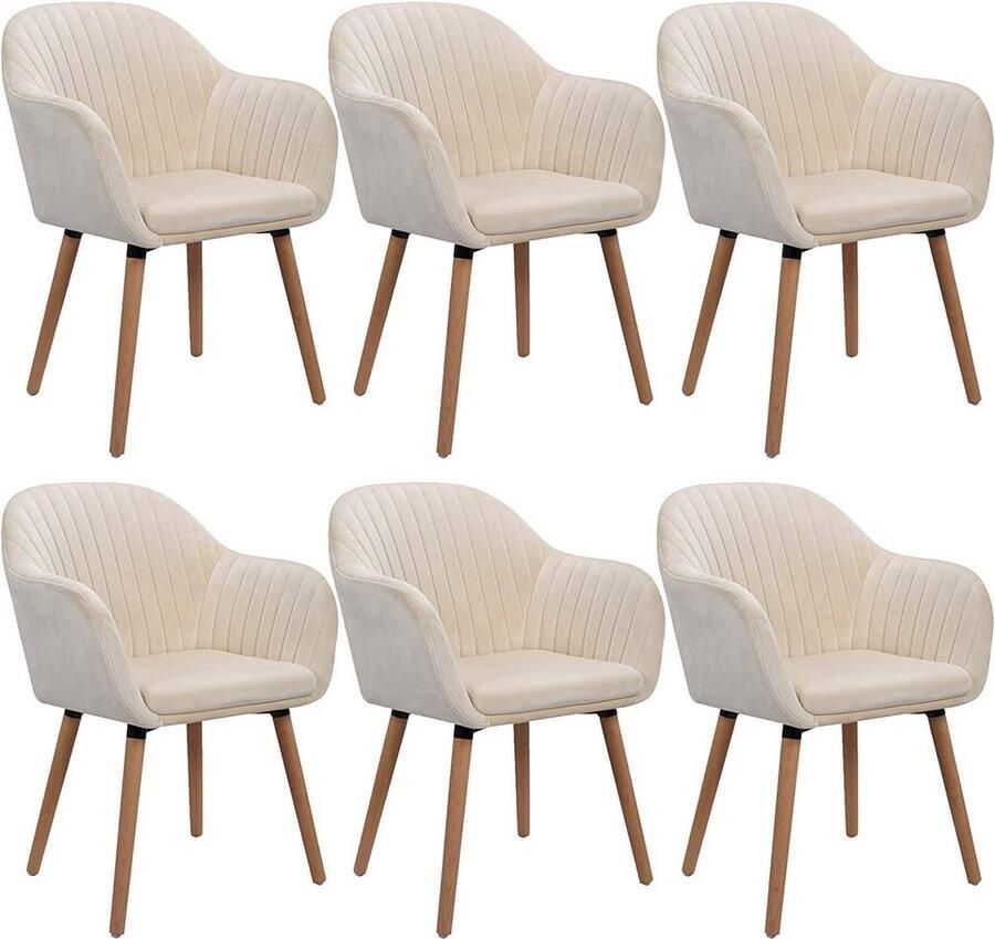 Rootz Living Rootz Set van 6 fluwelen eetkamerstoelen Elegante stoelen Comfortabel zitten Ergonomisch ontwerp Duurzame constructie Eenvoudige montage 81 cm x 40 cm x 40 cm