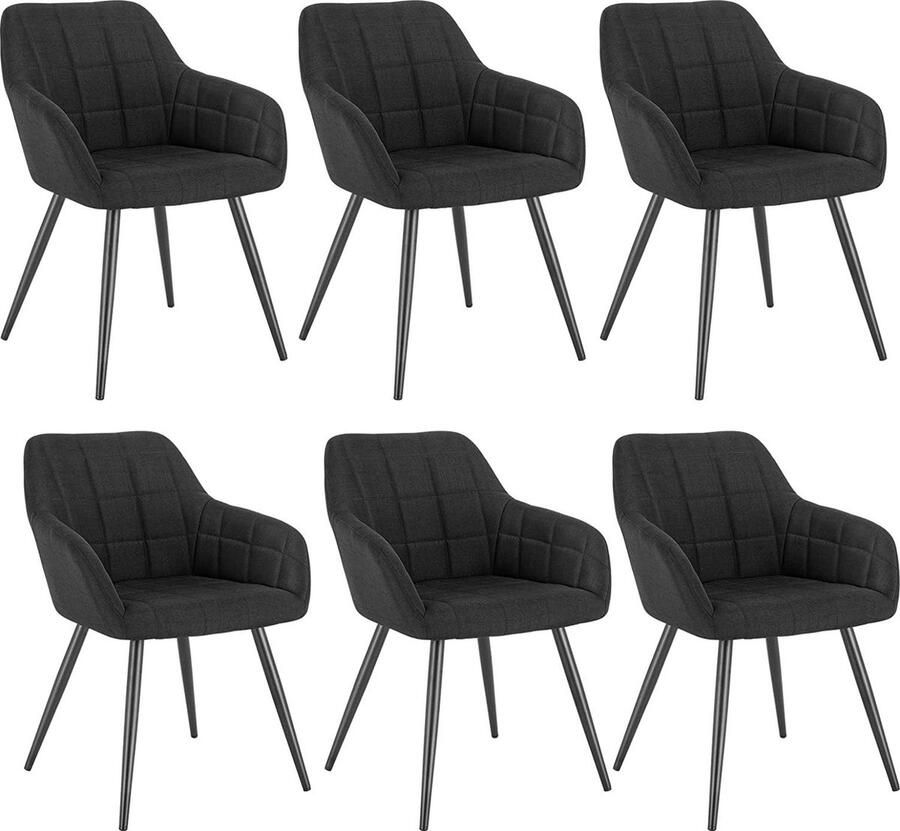 Rootz Living Rootz Set van 6 gestoffeerde eetkamerstoelen Comfortabele zitplaatsen Moderne eetkamerstoelen Ergonomisch ontwerp Duurzame constructie Veelzijdige stijl 43 cm x 55 cm x 81 cm