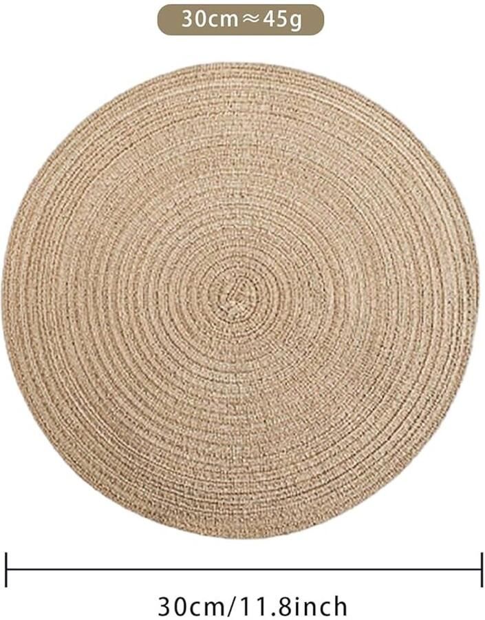Set van 6 geweven placemats hittebestendig beige katoen