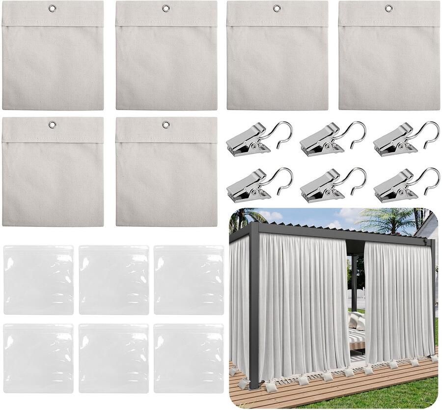 Set van 6 gewichtszakken voor buitengordijnen Draagbare gewichtszak Zandzak voor buitengordijnen Zware gordijngewichten voor paviljoengordijnen Cabana Gazebo Tuintenten Tafelkleden