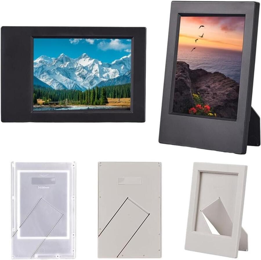 Set van 6 grijze fotolijsten van kunststof Mini rechthoekig zwart Transparant voor posters tafels kantoor Decoratie voor binnen verjaardagsfeest volwassenen