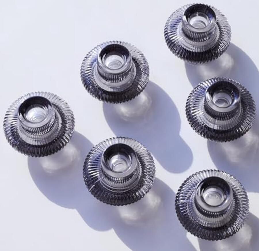 Set van 6 Grijze Kandelaarhouders voor Kaarsen Modern en Klassiek Design voor Tafel Decoratie